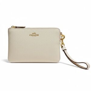 Coach Ivory Pebbled Leather Wristlet NWT
